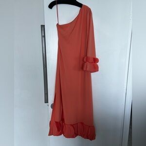 Alexis One-Shoulder Coral Dress size S